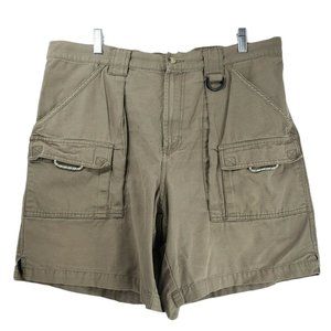 Columbia PFG Canvas Cargo Shorts Womens Omni-Shade Khaki Elastic Waist